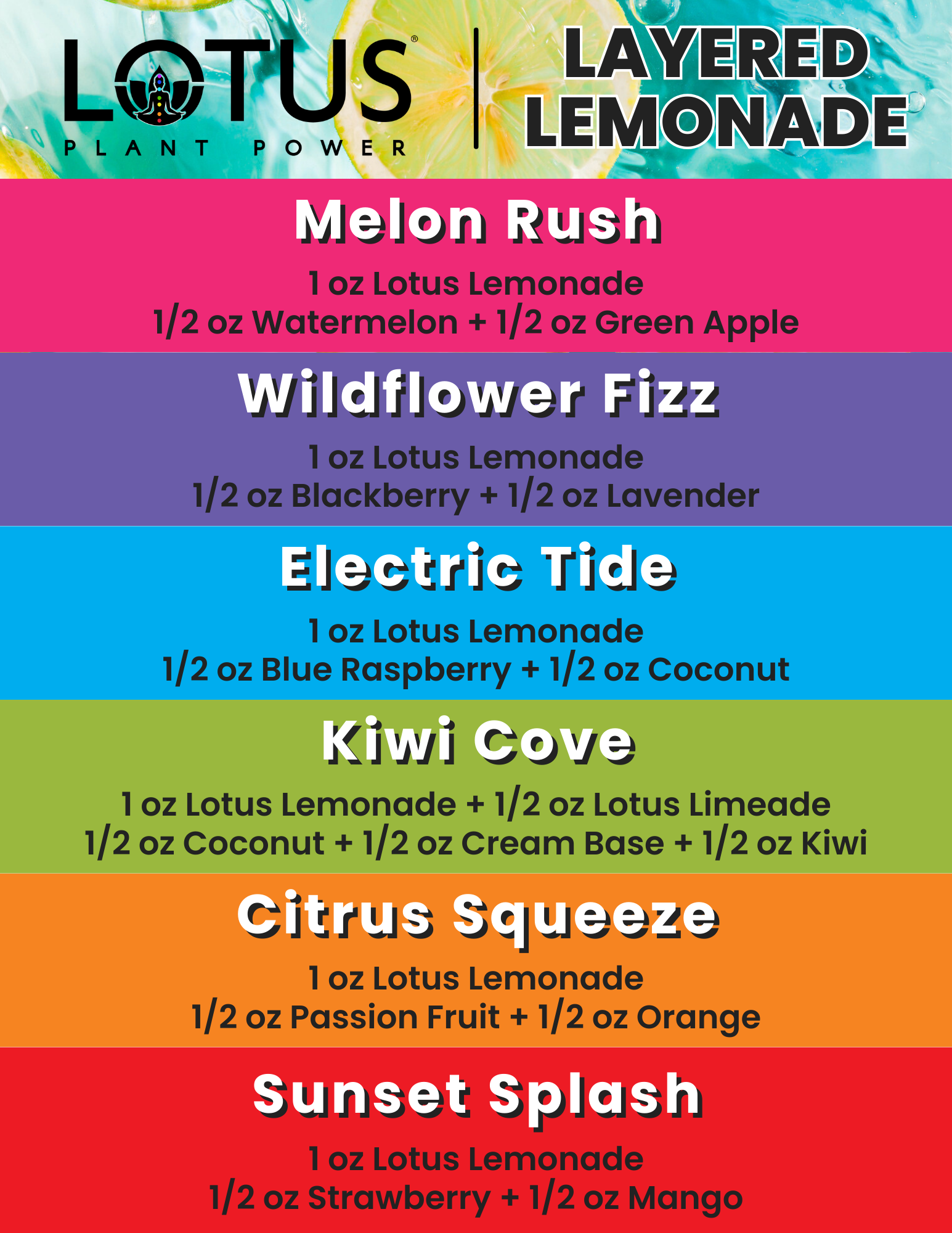 Lotus Layered Lemonades Menu
