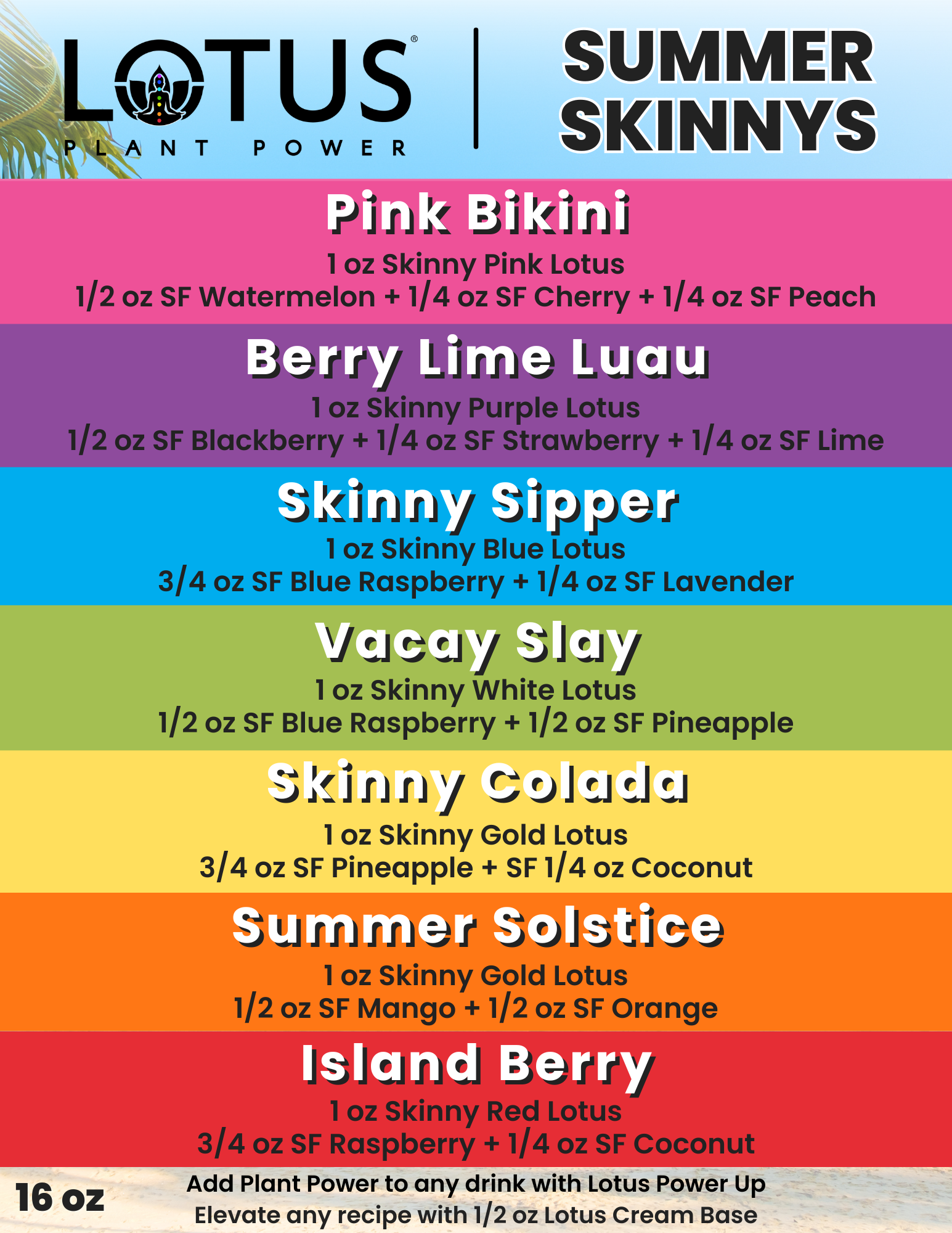 Lotus Summer Skinnys Menu