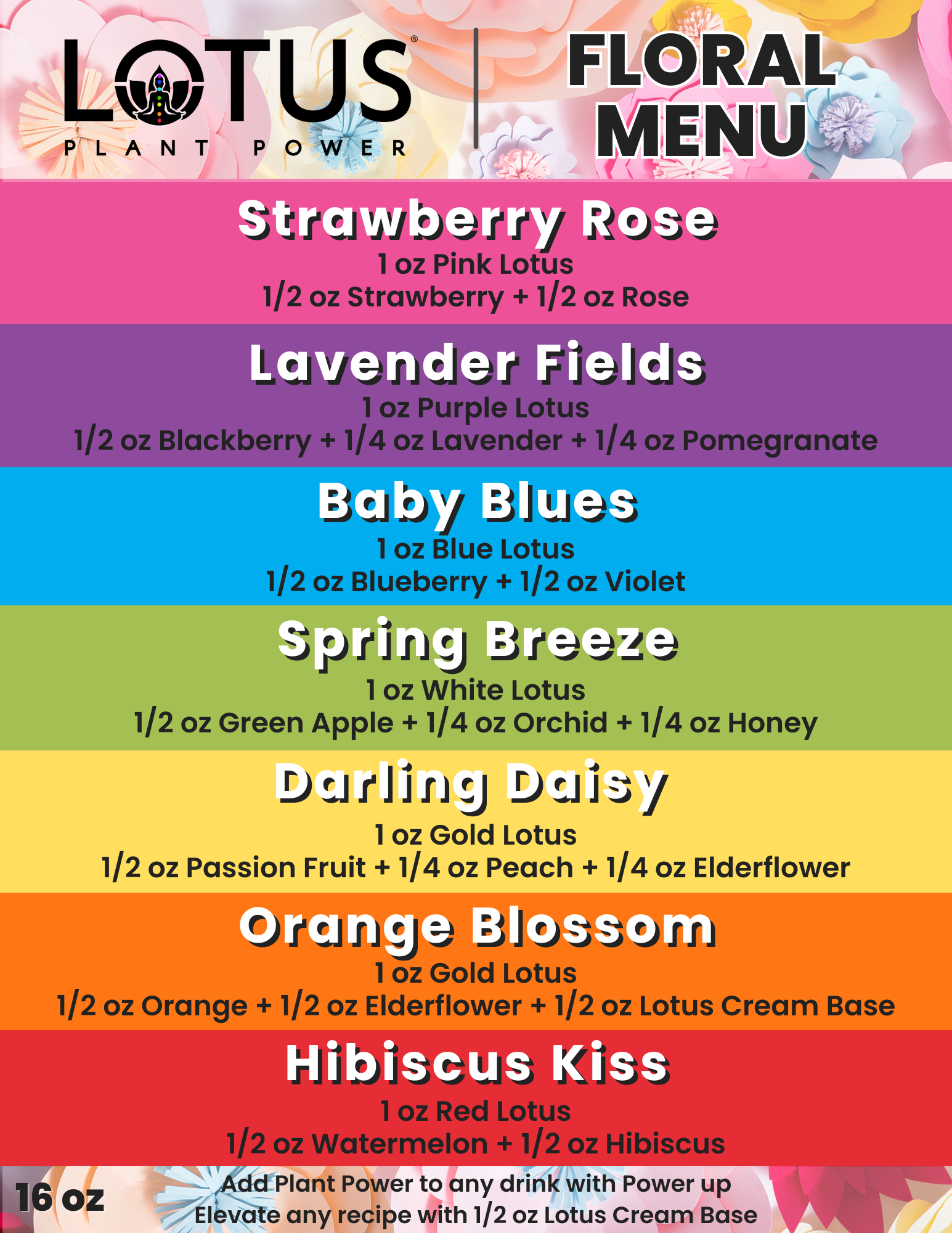 Lotus Floral Menu