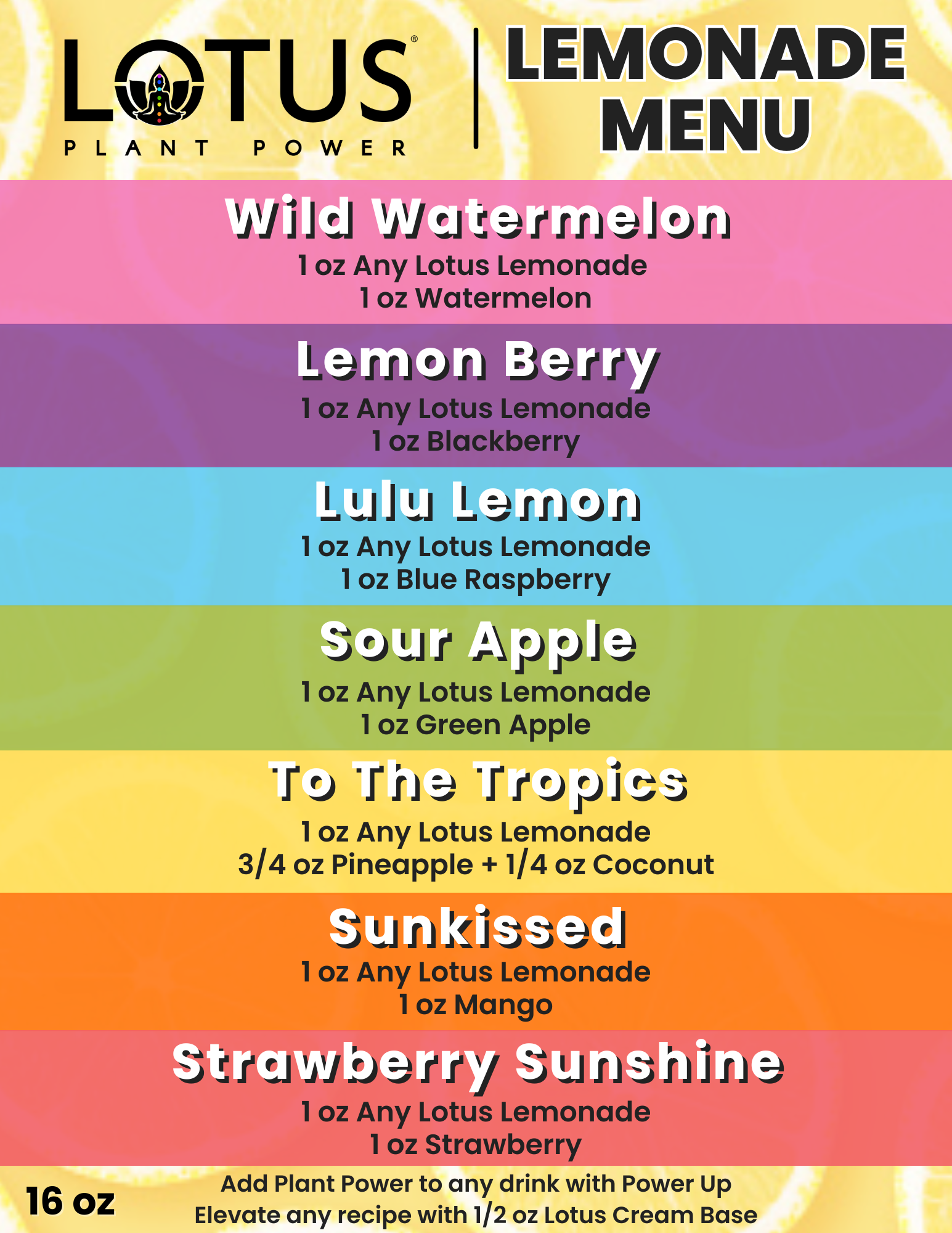 Lotus Lemonades Menu