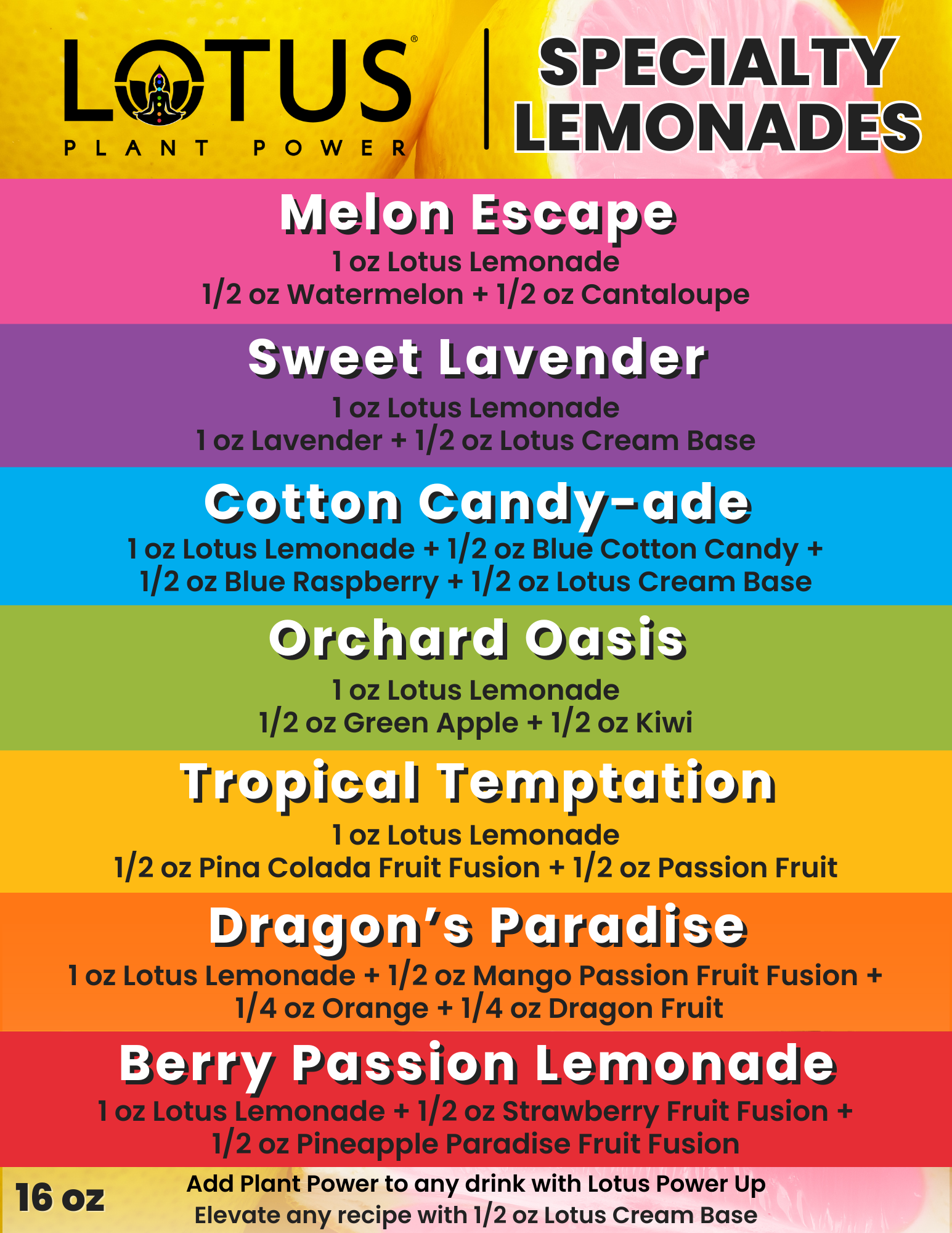 Lotus Specialty Lemonades Menu