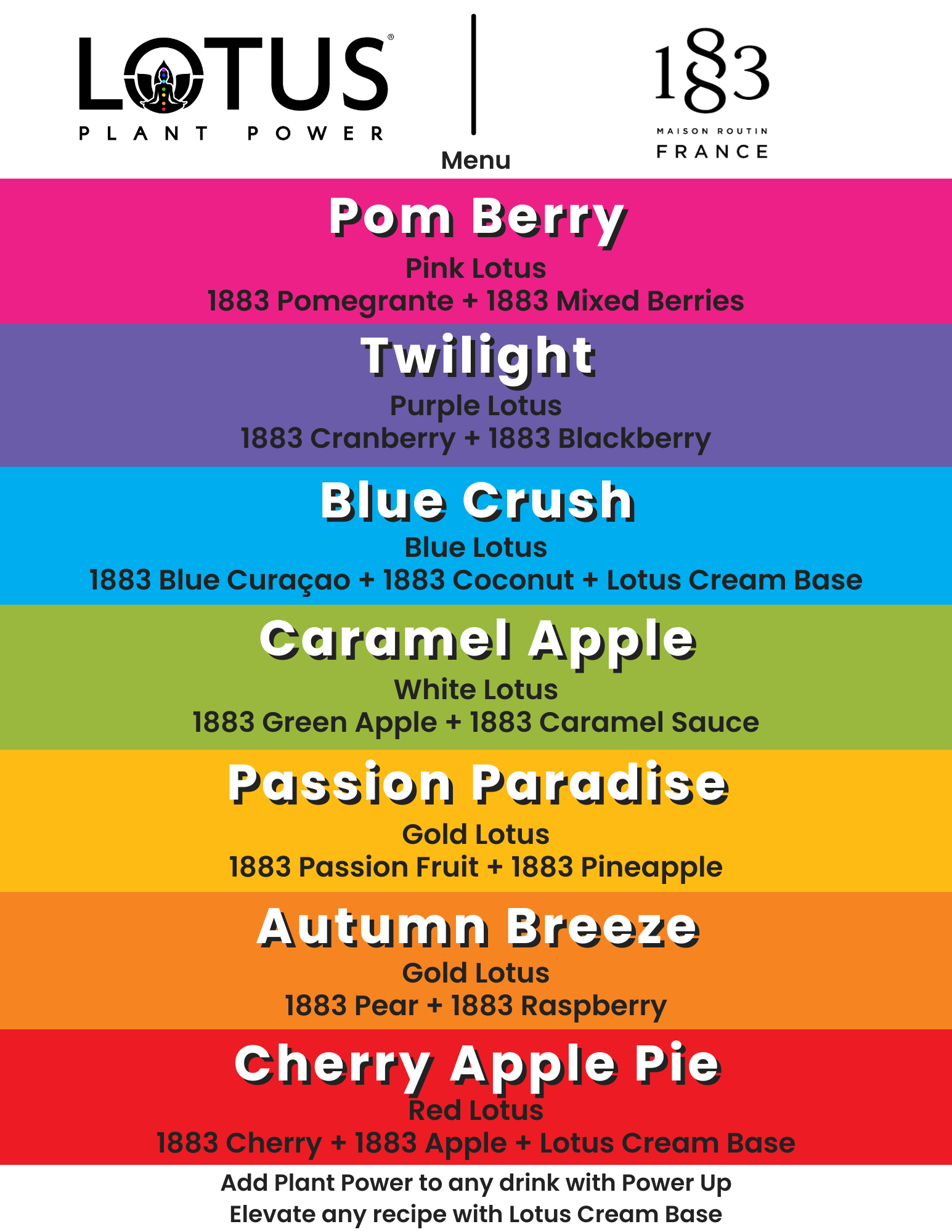 Lotus x 1883 Menu