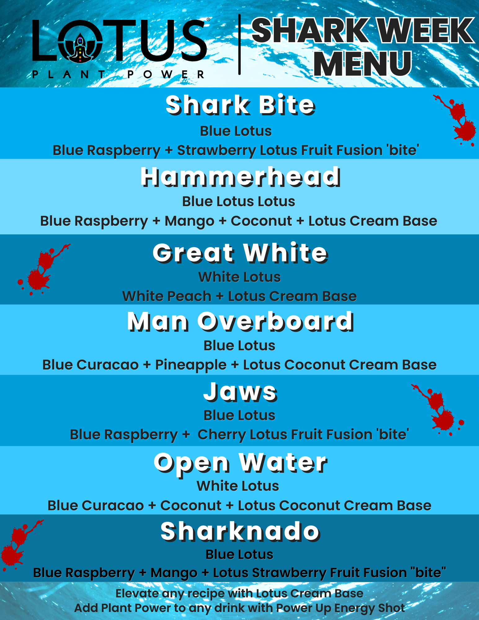 Shark Week Lotus Menu