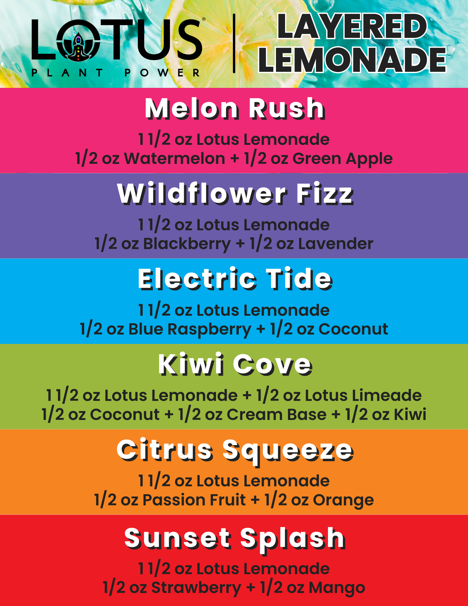 Lotus Layered Lemonades Menu