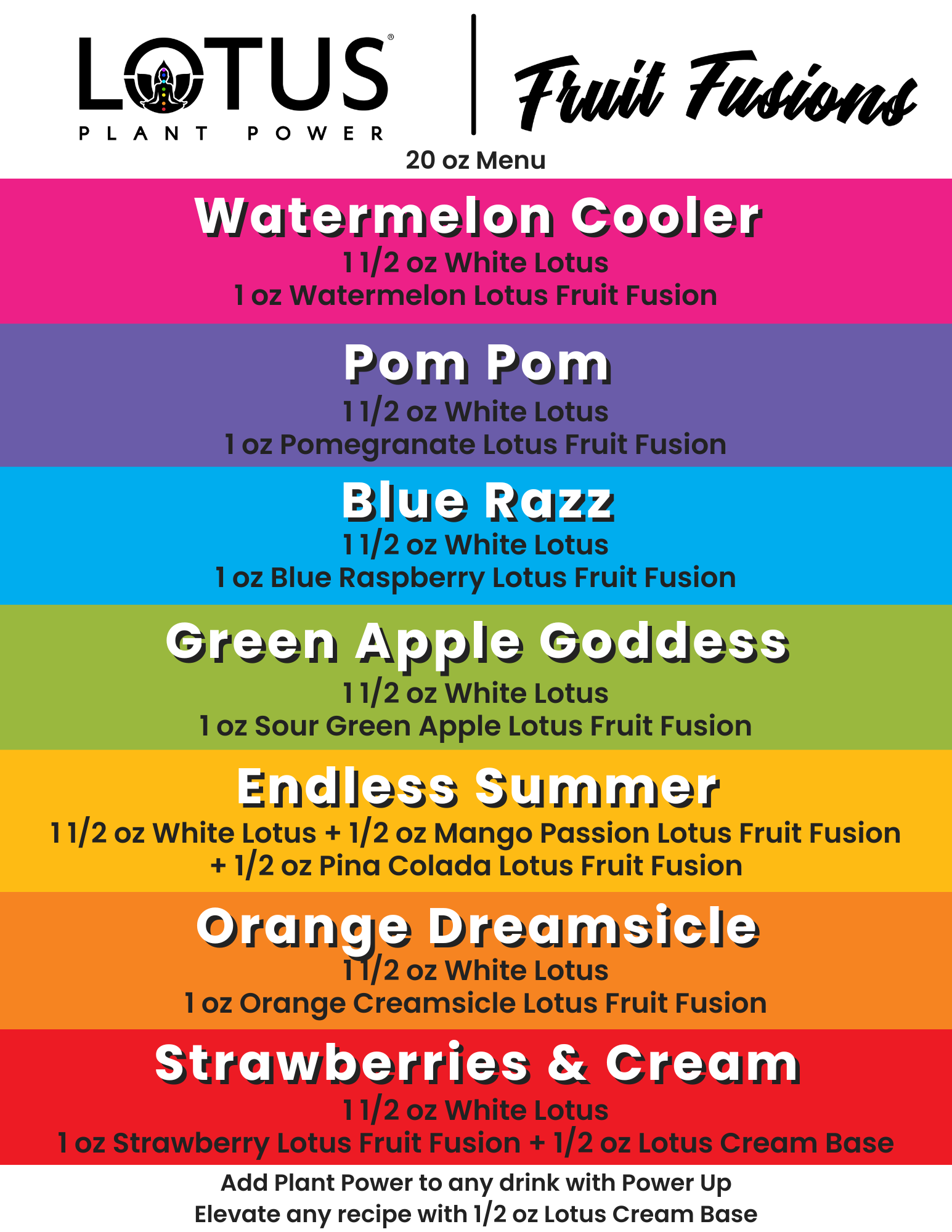 Lotus Fruit Fusions Menu