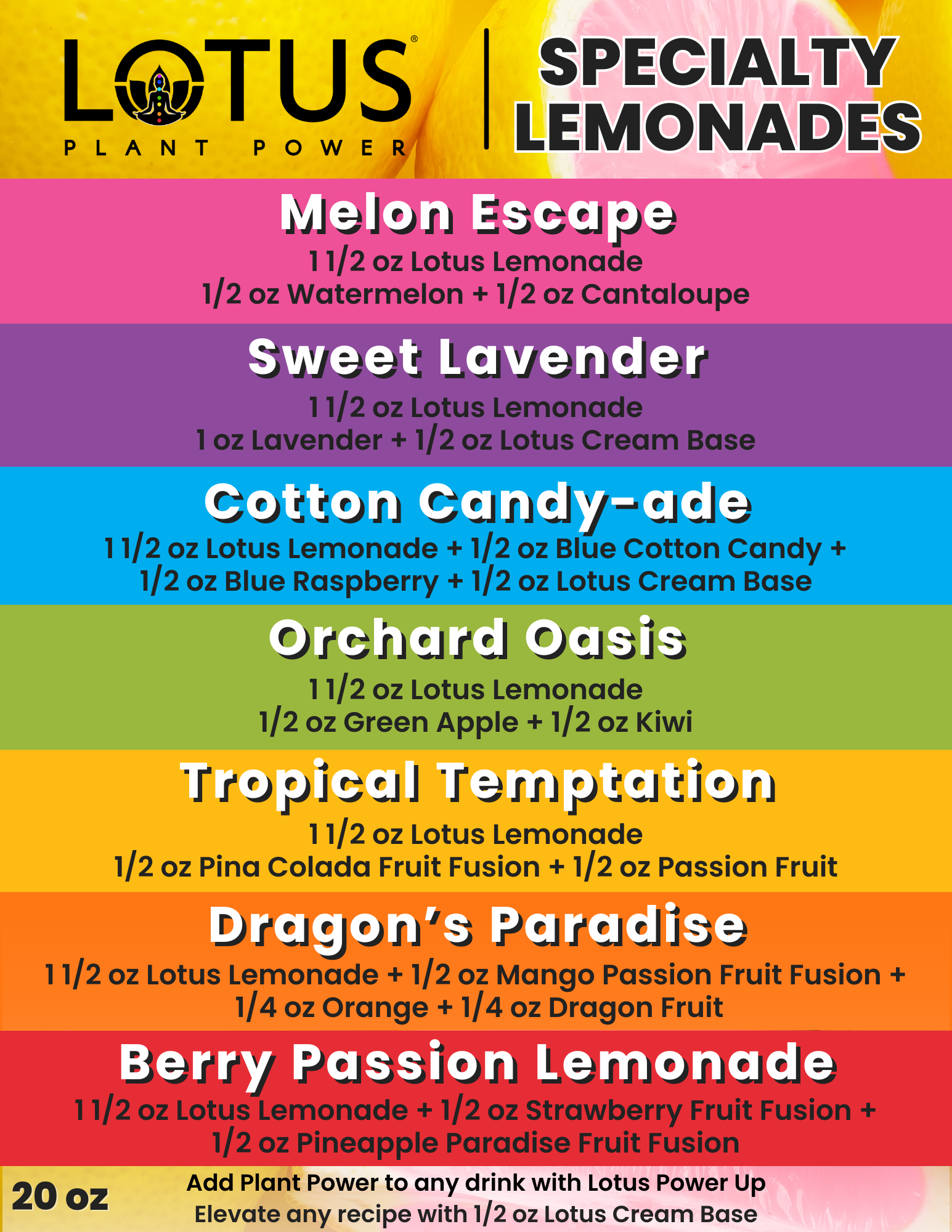 Lotus Specialty Lemonades Menu
