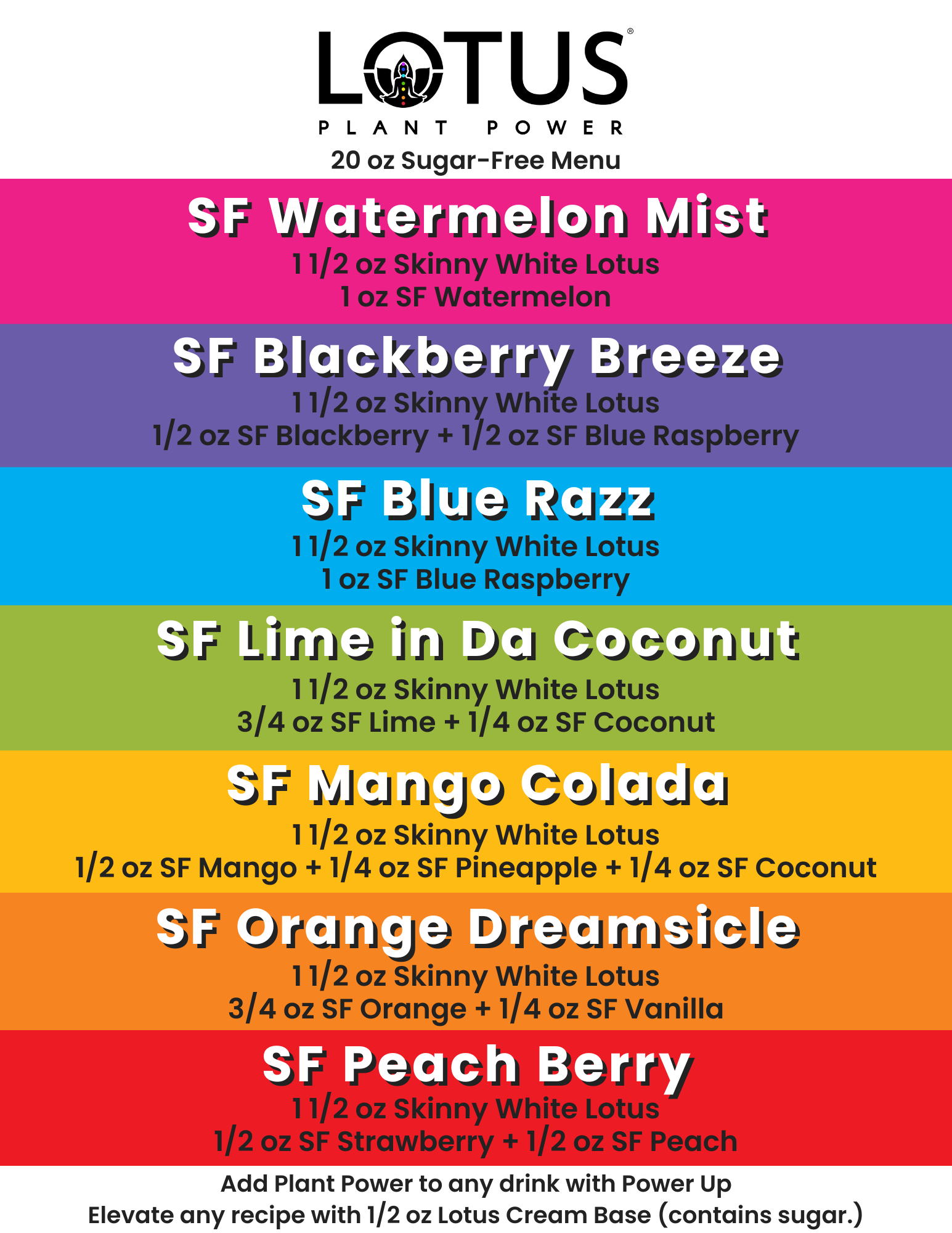 White Lotus Zero Sugar Starter Menu