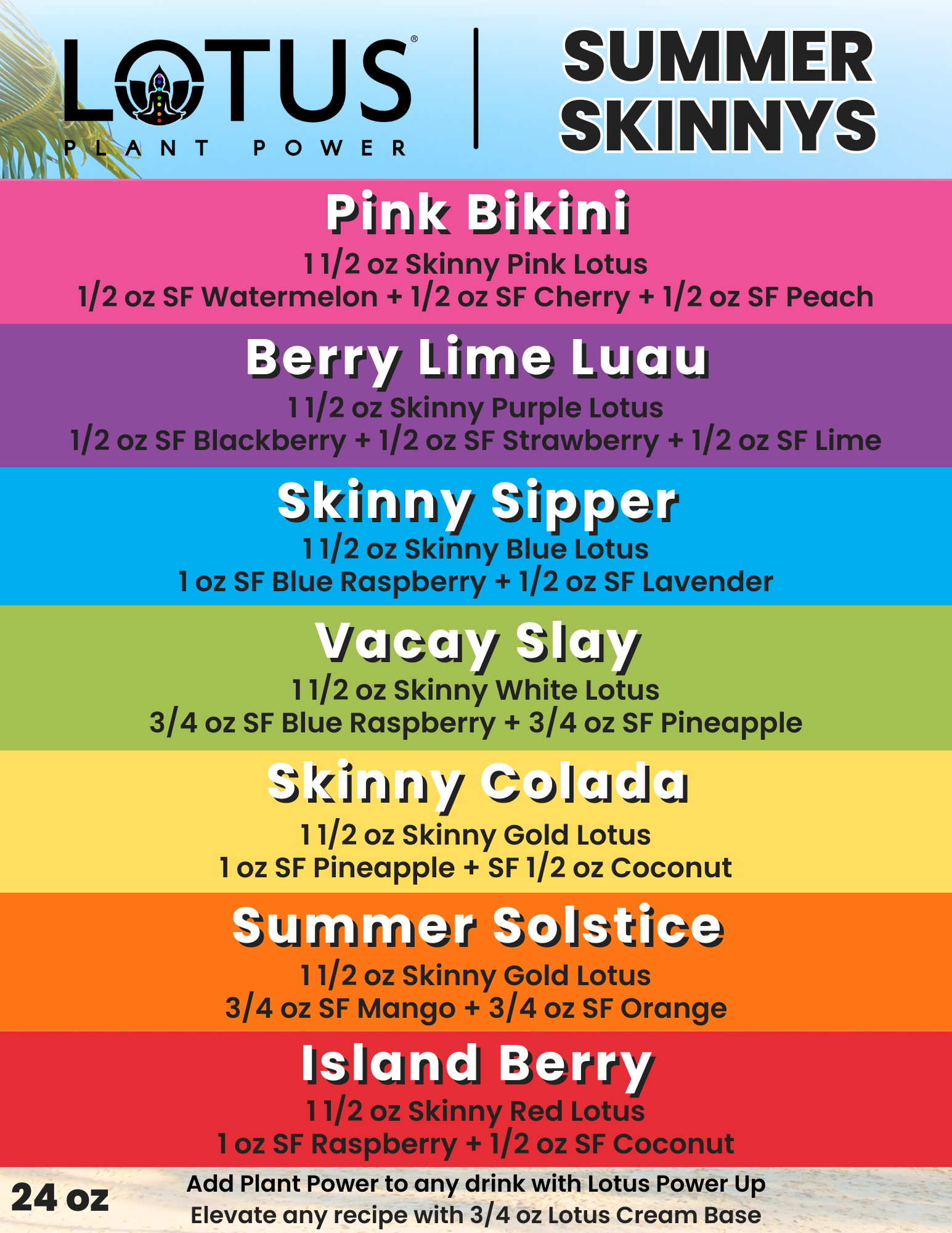 Lotus Summer Skinnys Menu
