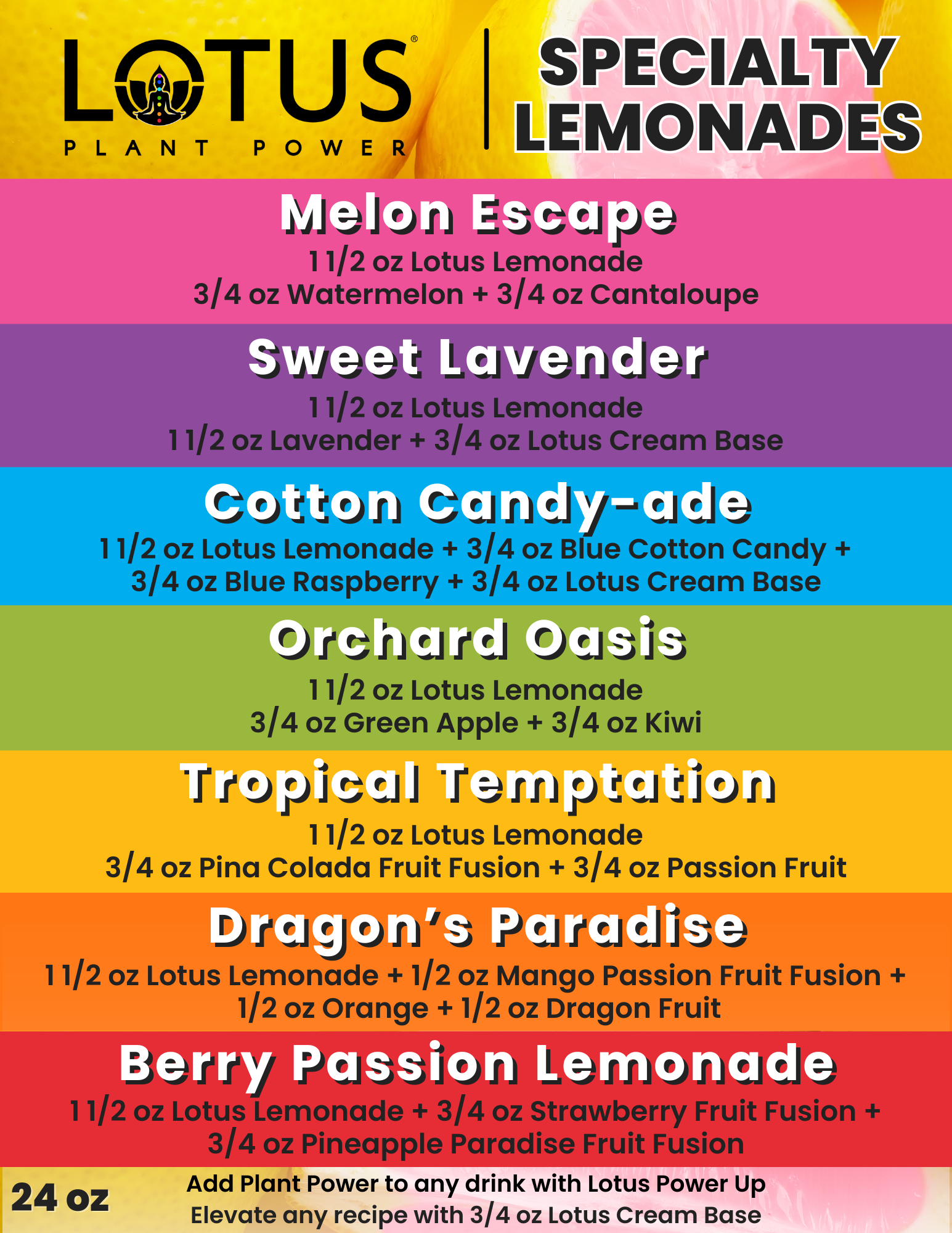 Lotus Specialty Lemonades Menu
