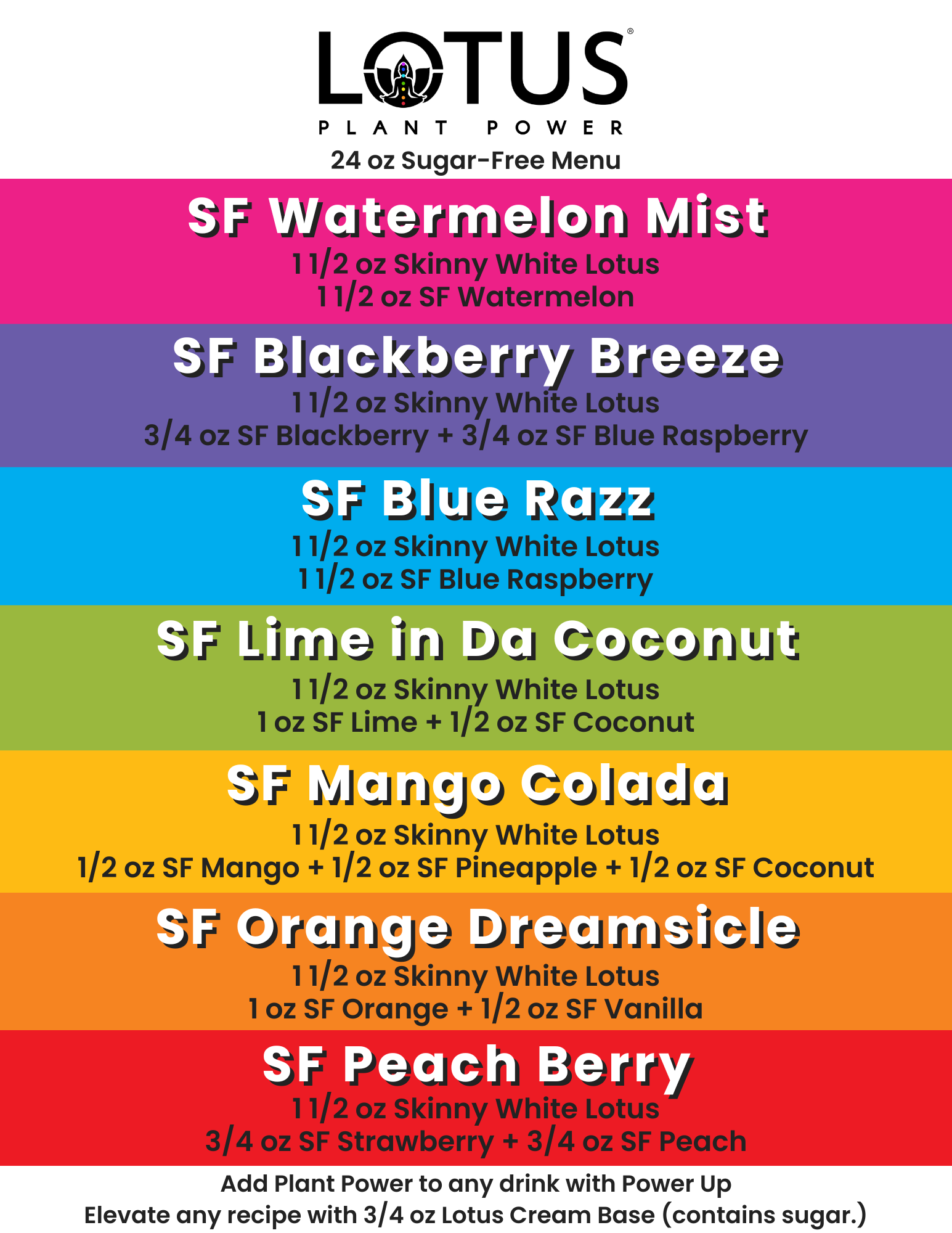 White Lotus Zero Sugar Starter Menu