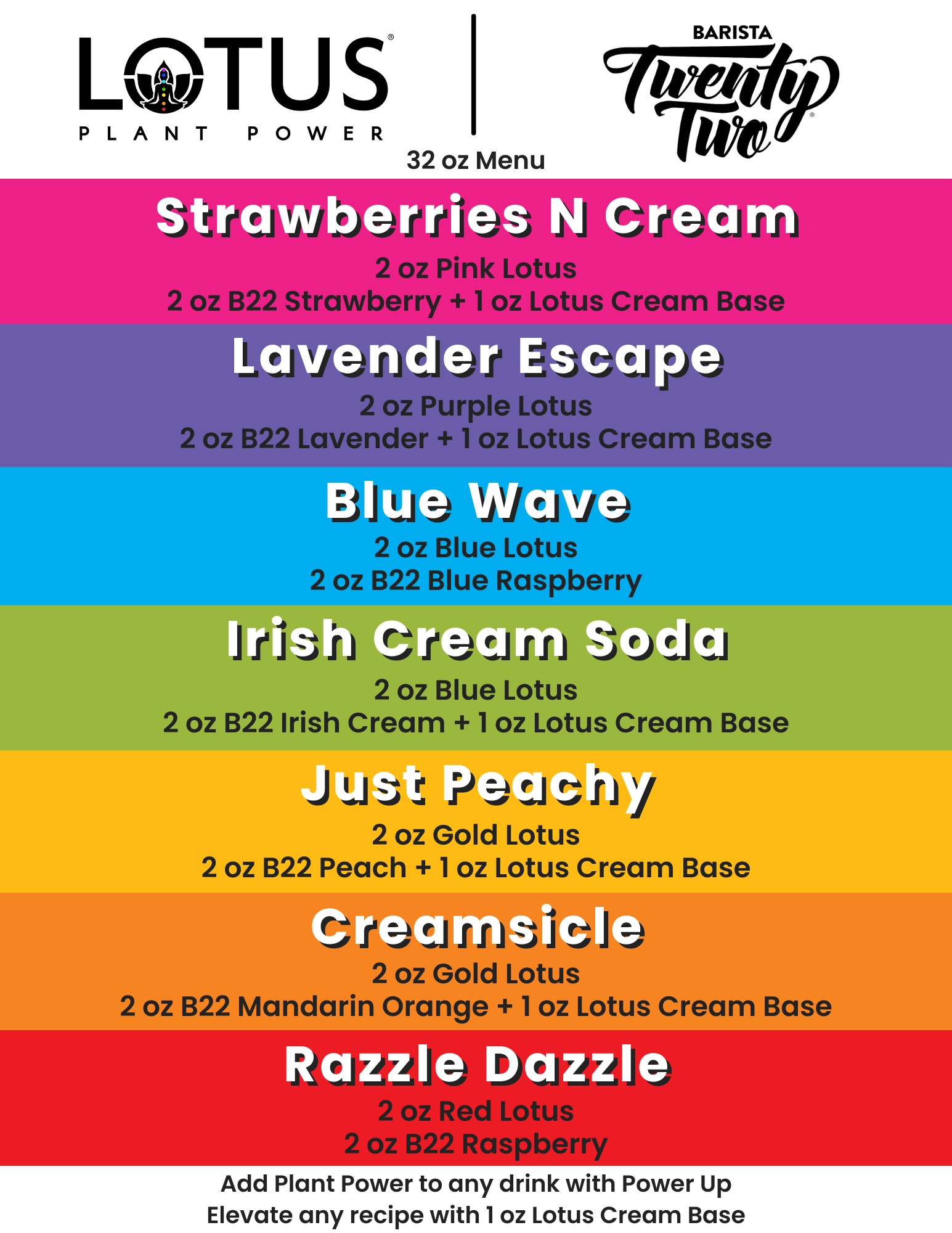 Lotus x Barista 22 Menu
