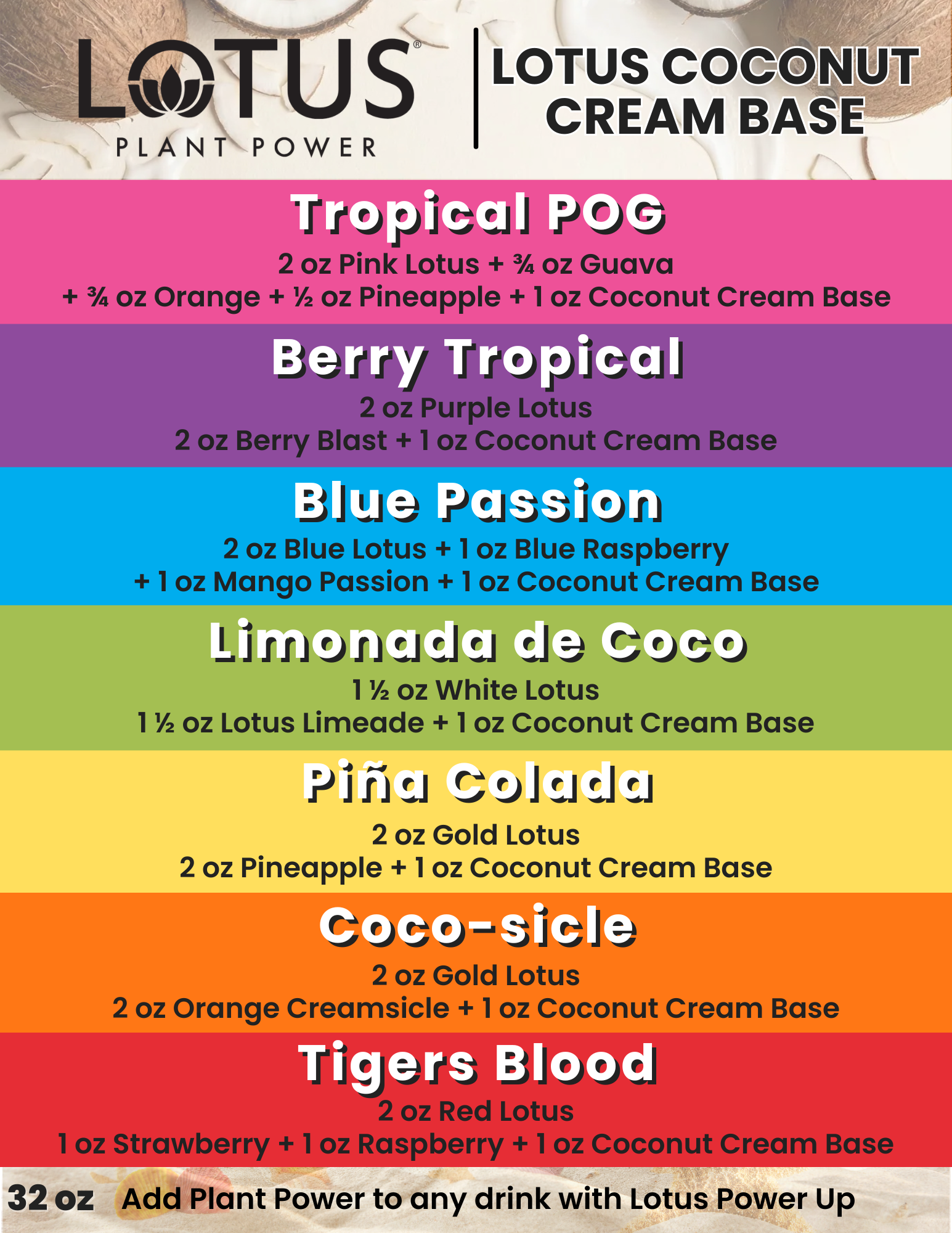 Lotus Coconut Cream Base Menu