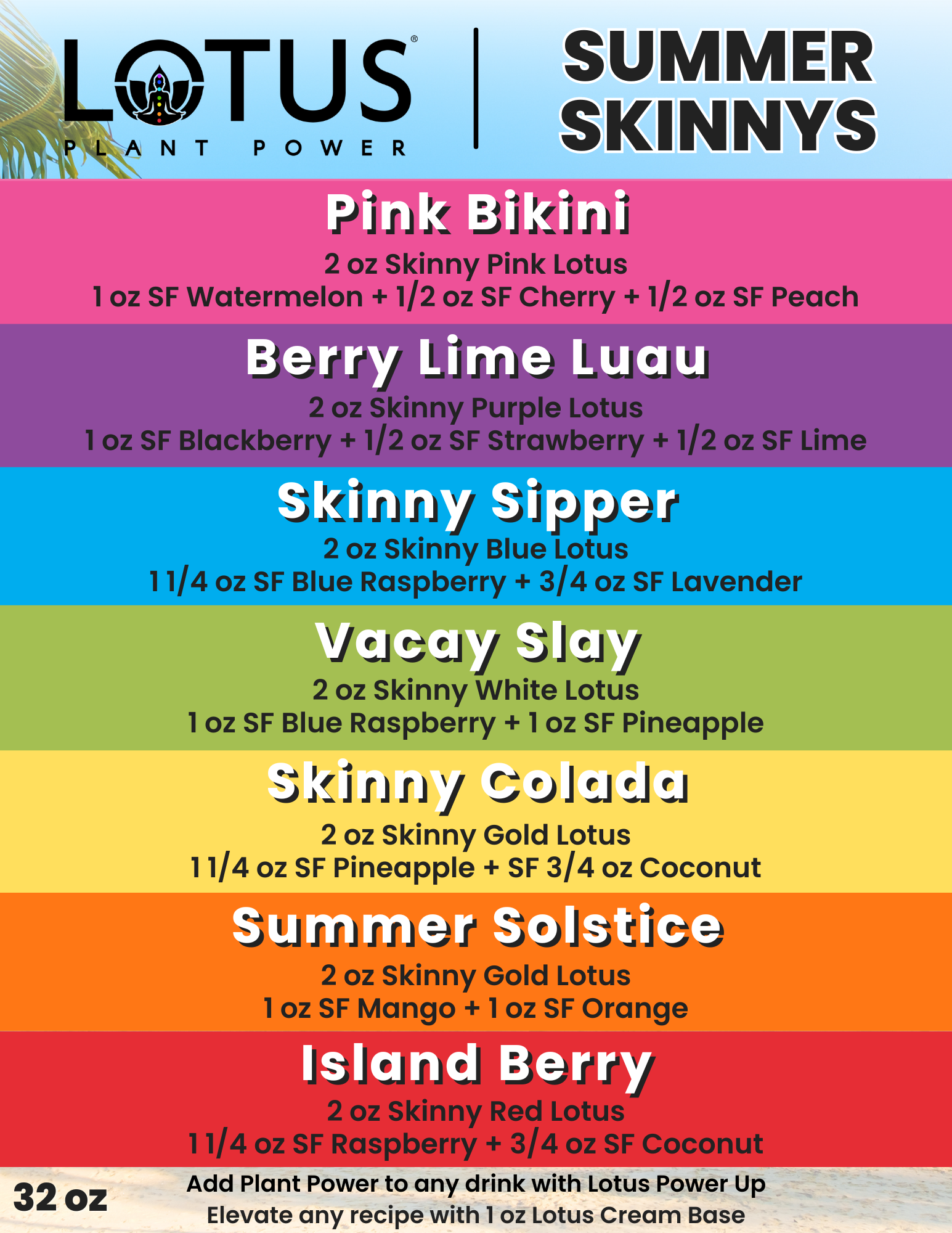 Lotus Summer Skinnys Menu