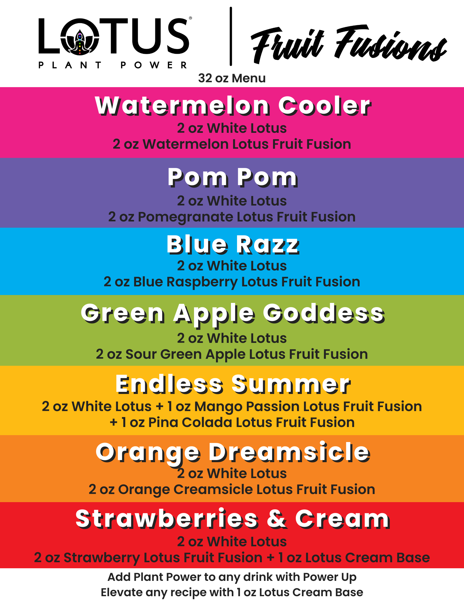 Lotus Fruit Fusions Menu