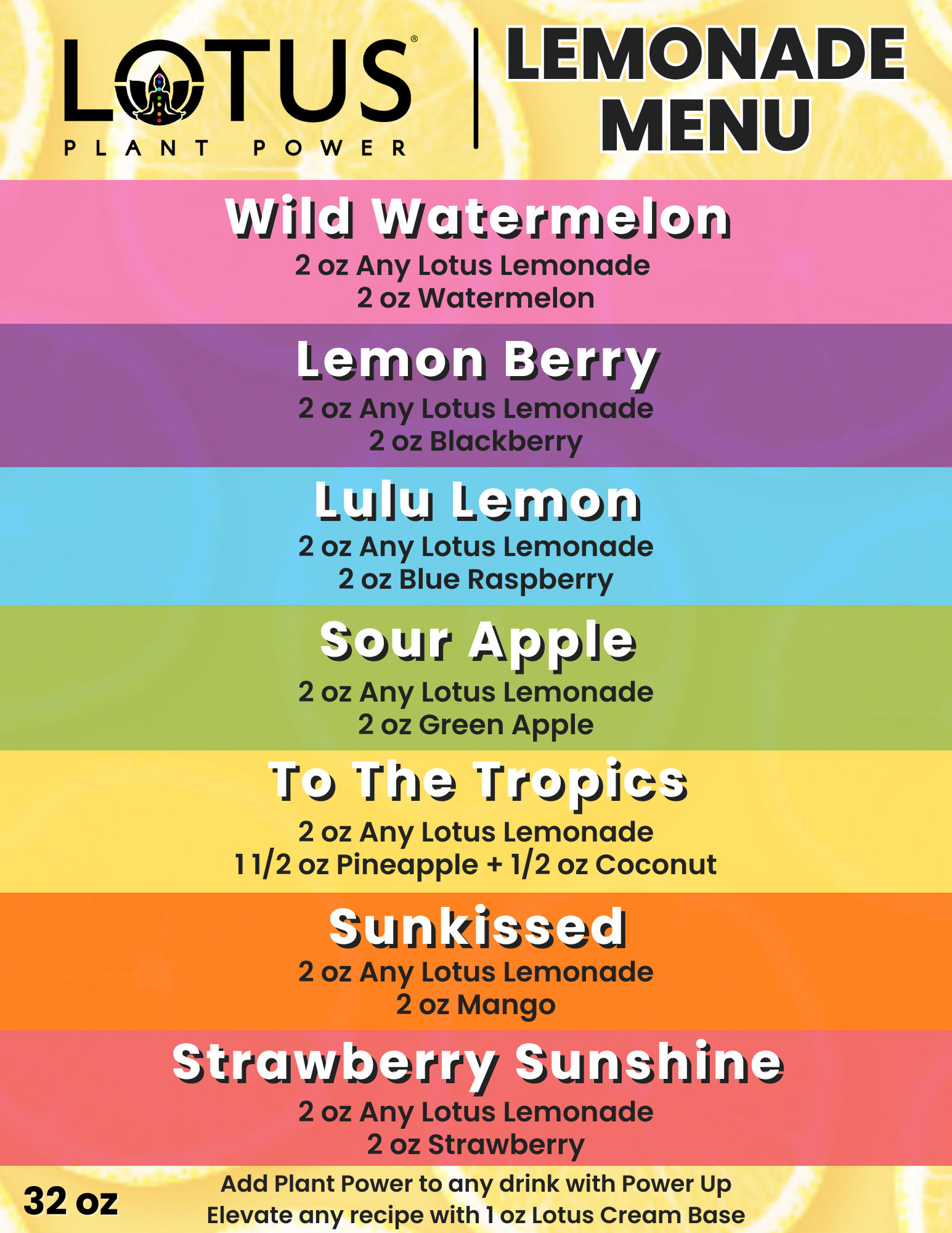 Lotus Lemonades Menu