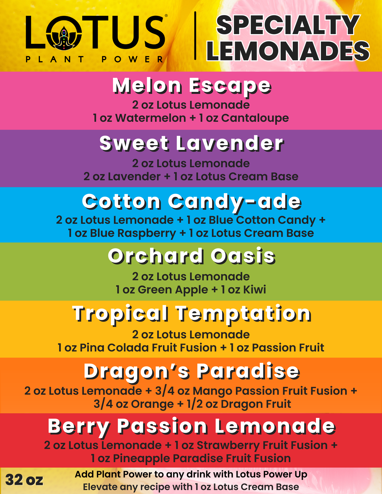 Lotus Specialty Lemonades Menu
