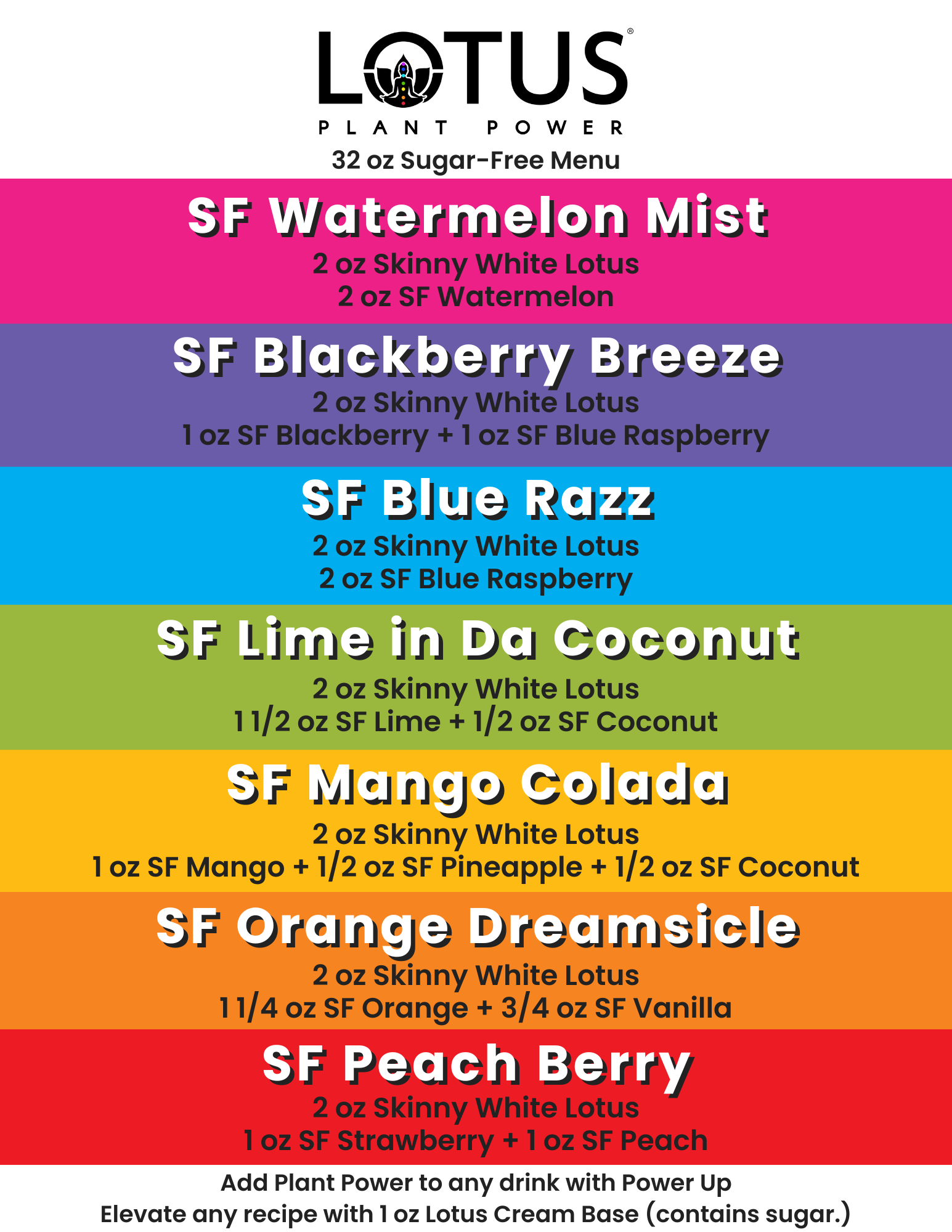 White Lotus Zero Sugar Starter Menu
