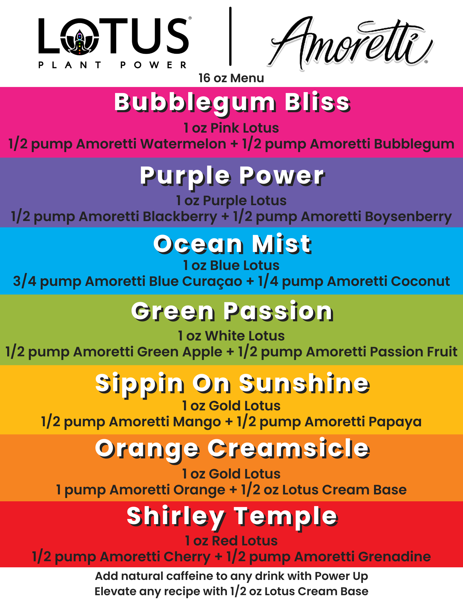 Lotus x Amoretti Menu