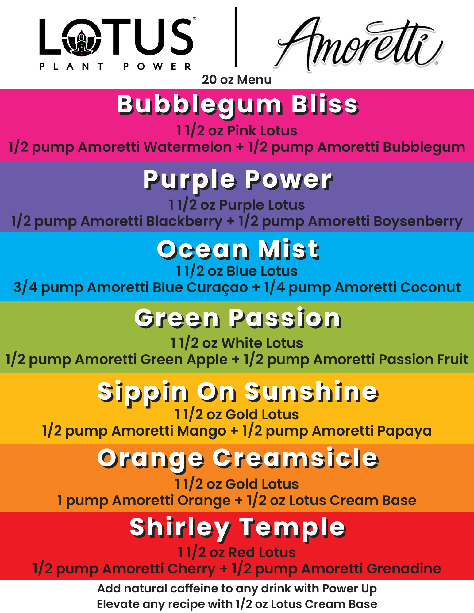 Lotus x Amoretti Menu