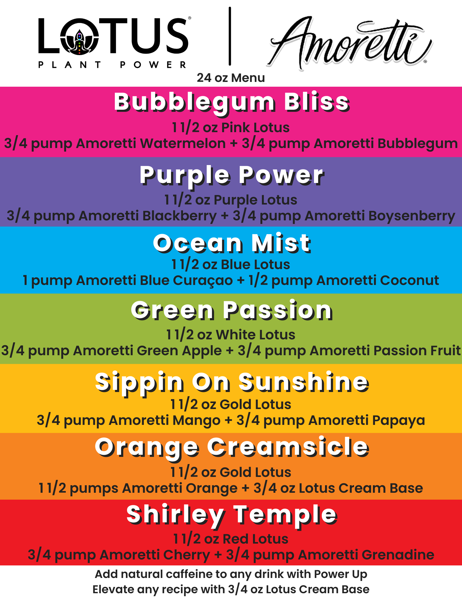 Lotus x Amoretti Menu