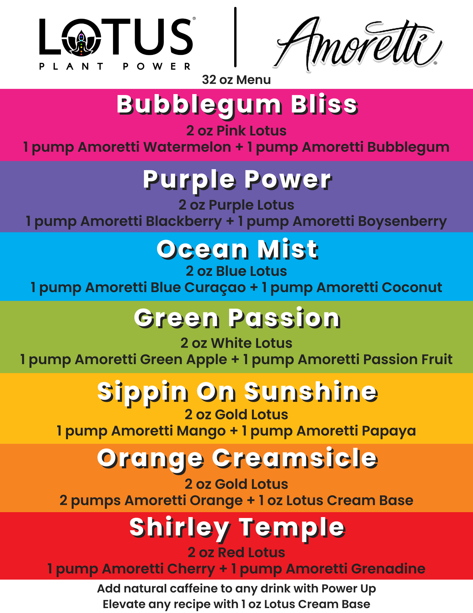 Lotus x Amoretti Menu