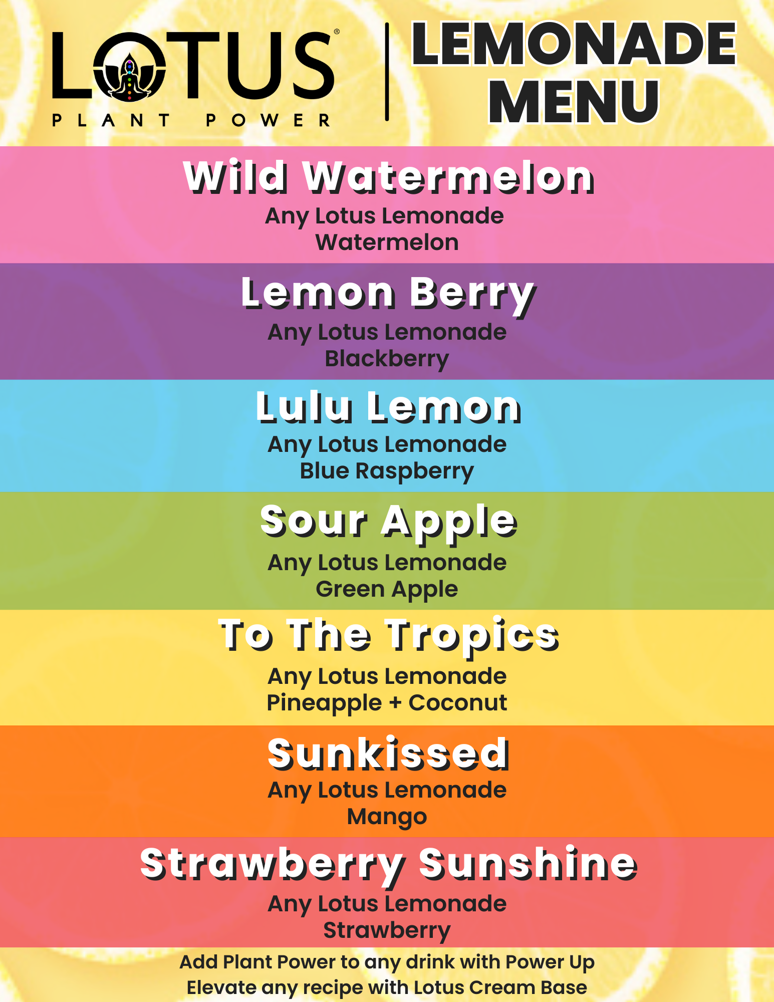 Lotus Lemonades Menu