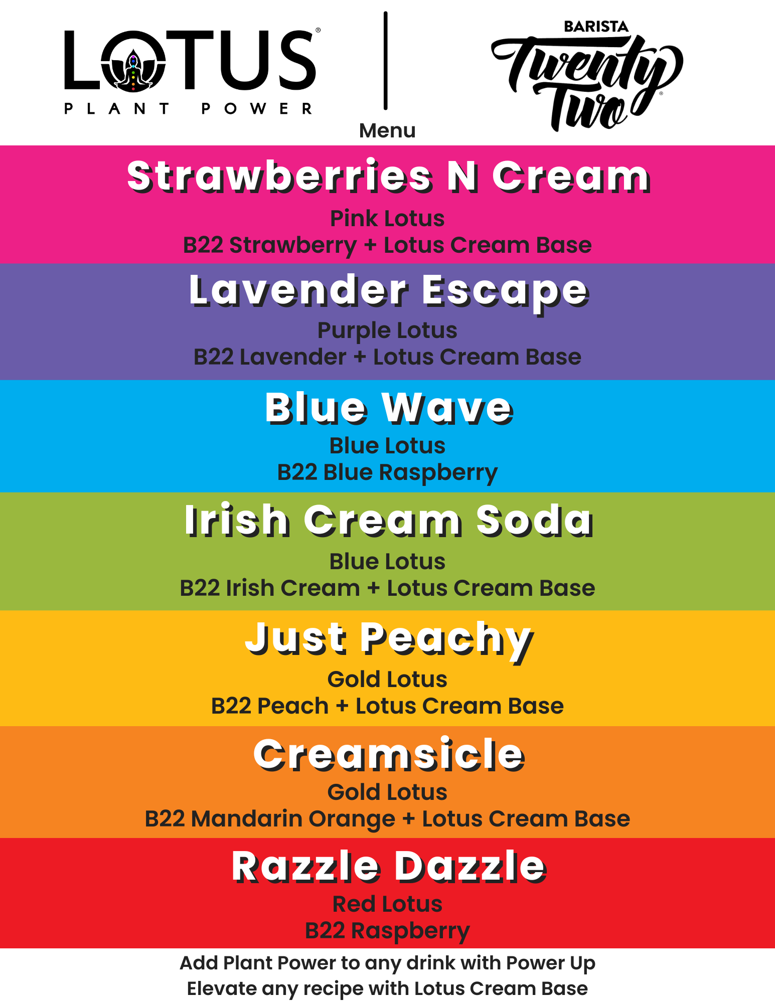 Lotus x Barista 22 Menu