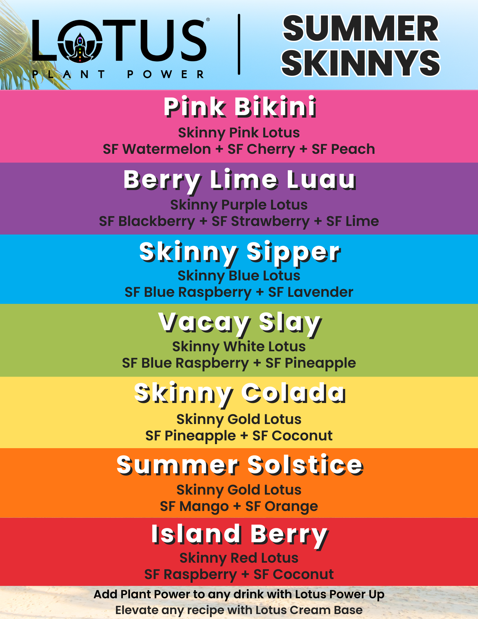 Lotus Summer Skinnys Menu