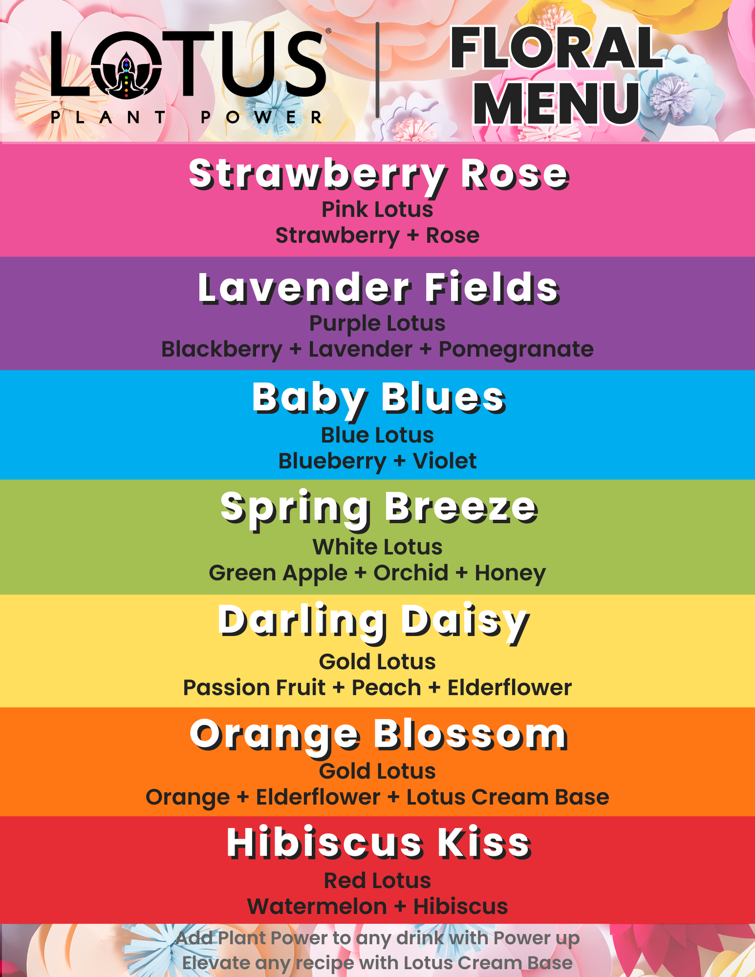 Lotus Floral Menu