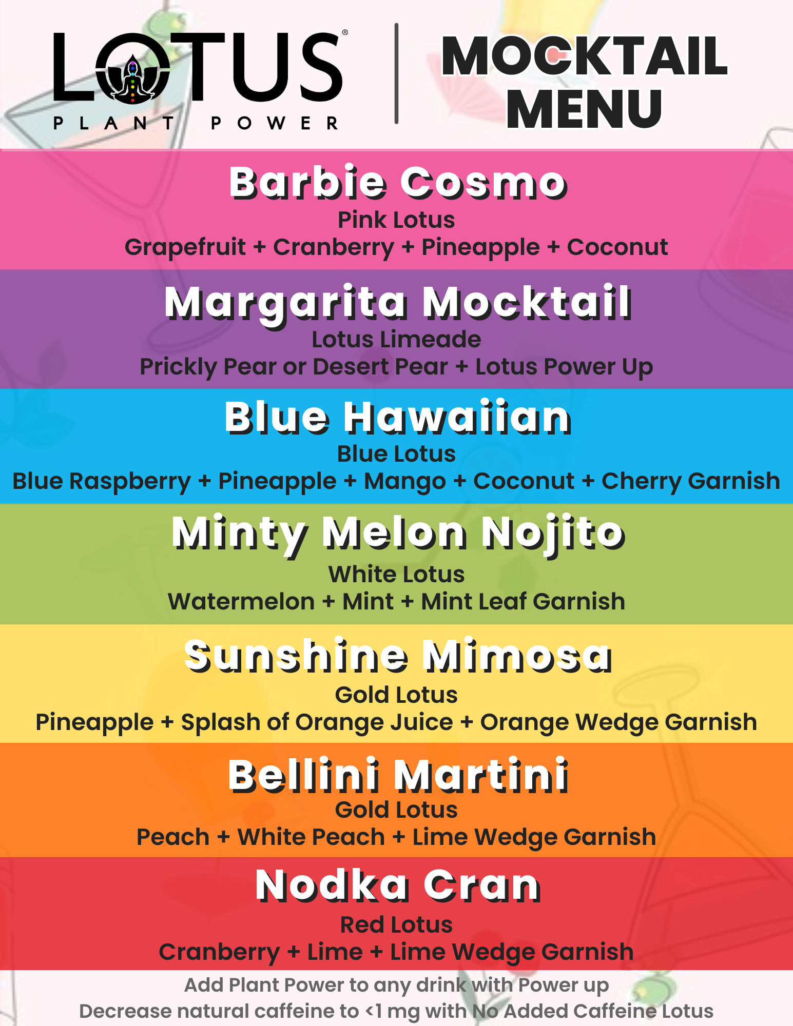 Lotus Mocktail Menu
