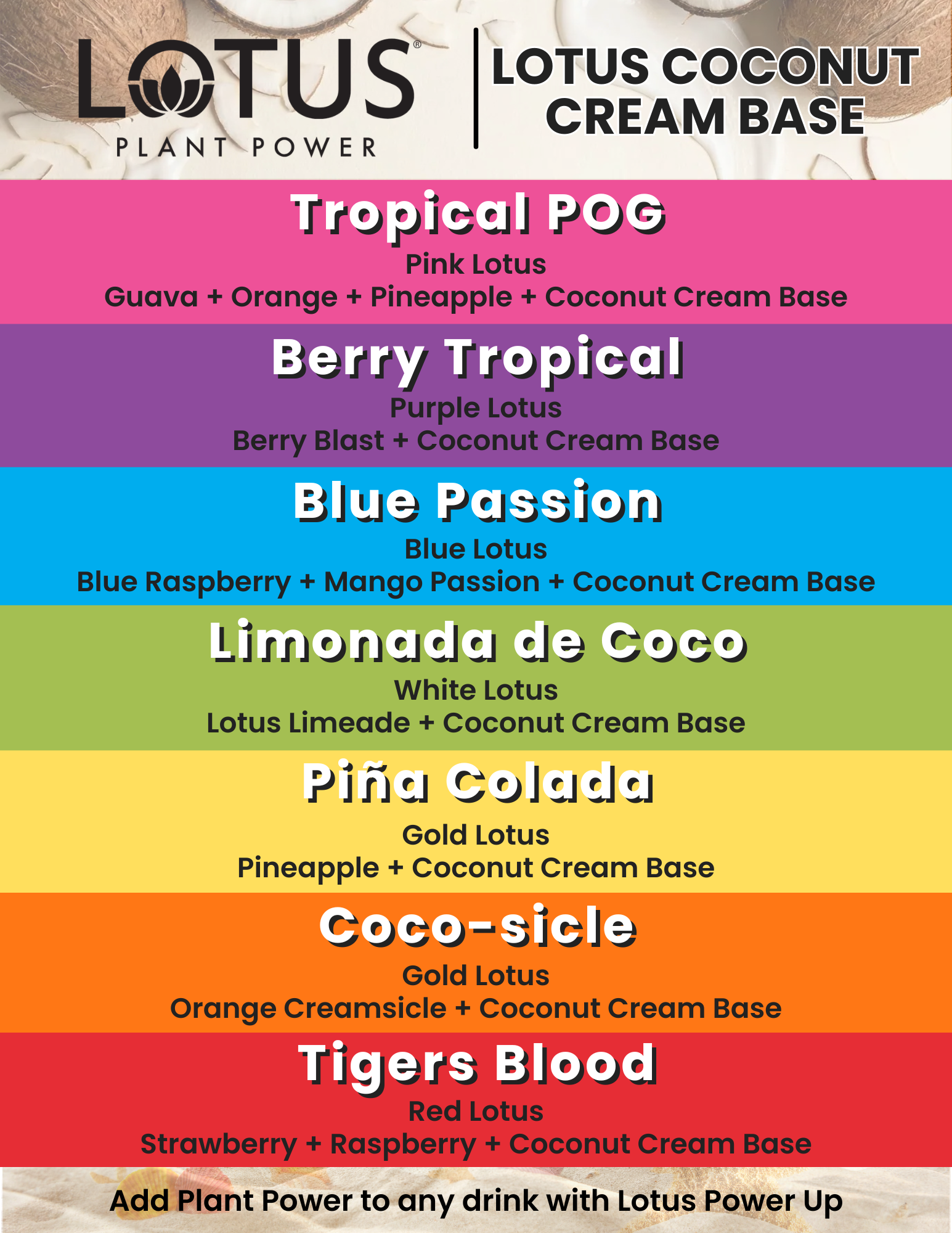 Lotus Coconut Cream Base Menu