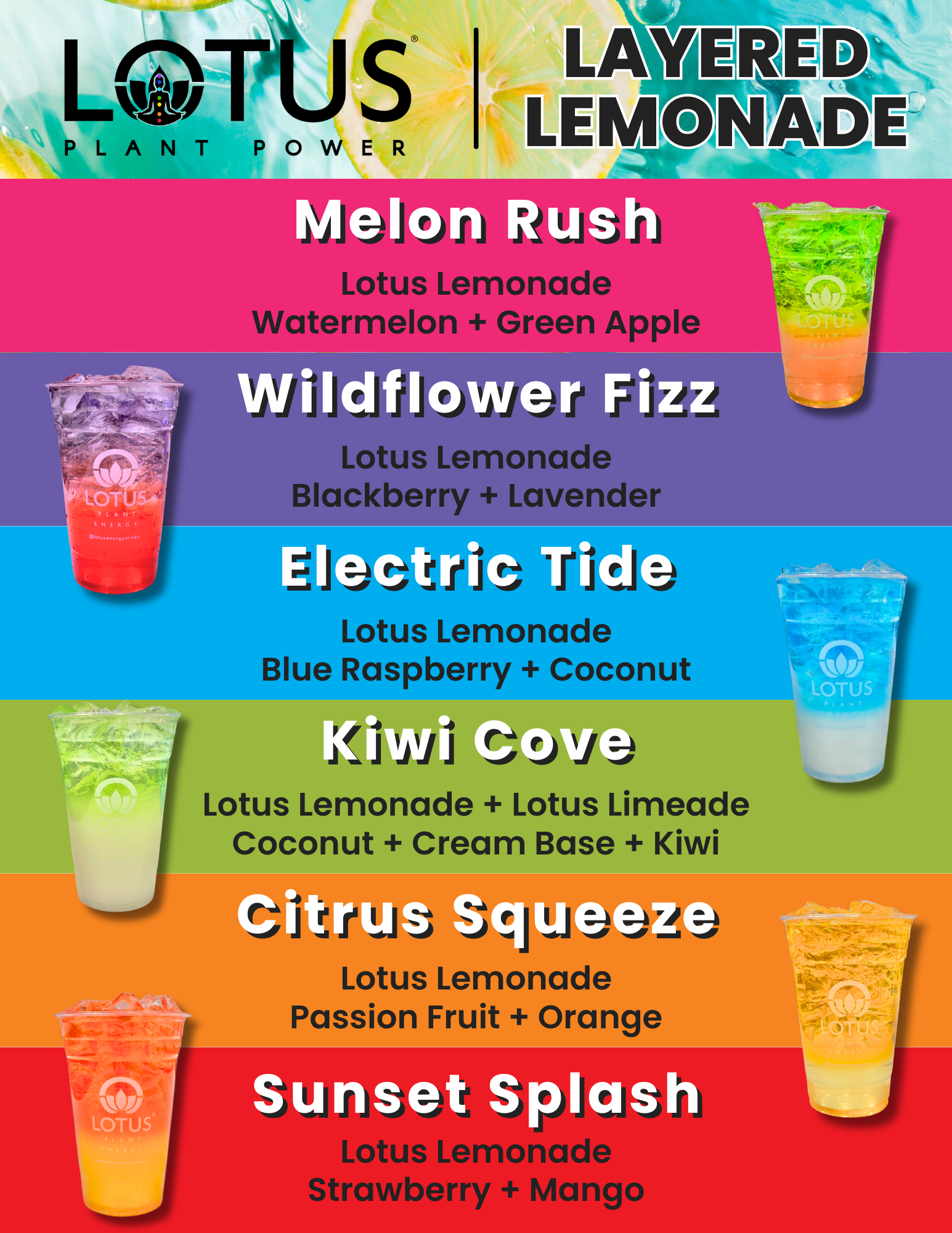 Lotus Layered Lemonades Menu